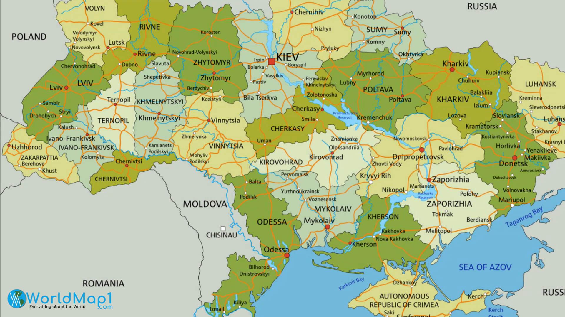 Carte de Kiev et Odessa